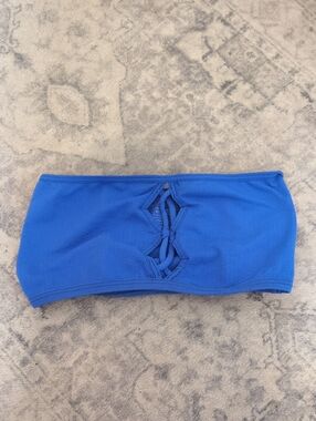 Free People Bright Blue Strapless Bandeau with Front Lattice
